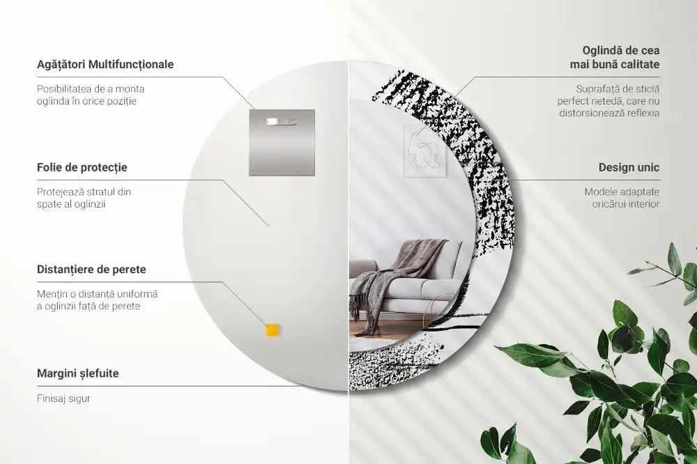 Round decorative mirror Graffiti pattern