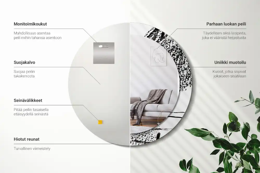 Round decorative mirror Graffiti pattern