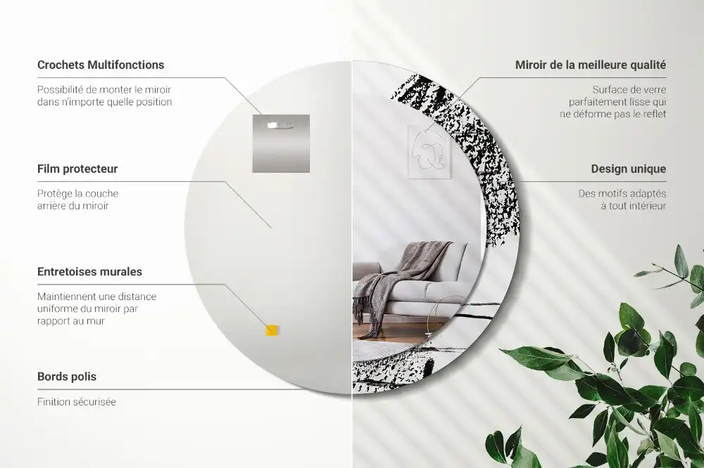 Round decorative mirror Graffiti pattern