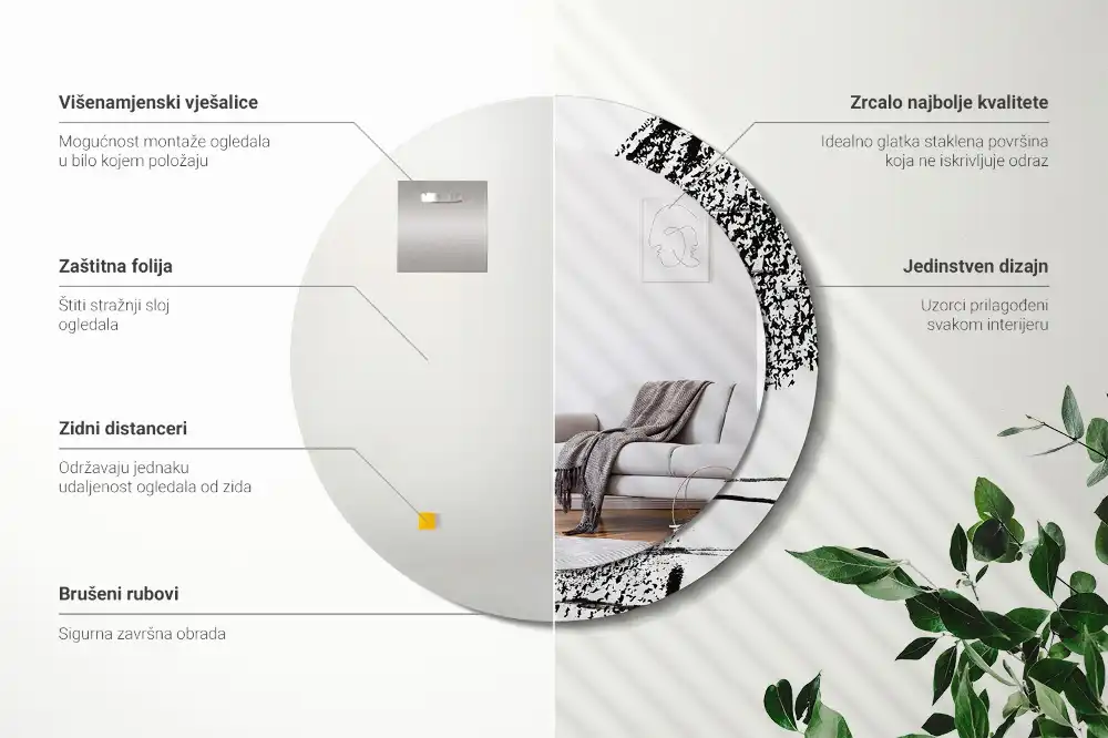 Round decorative mirror Graffiti pattern