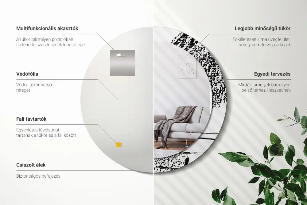 Round decorative mirror Graffiti pattern