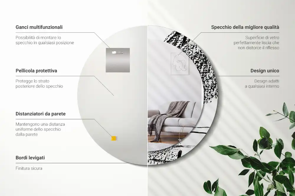 Round decorative mirror Graffiti pattern