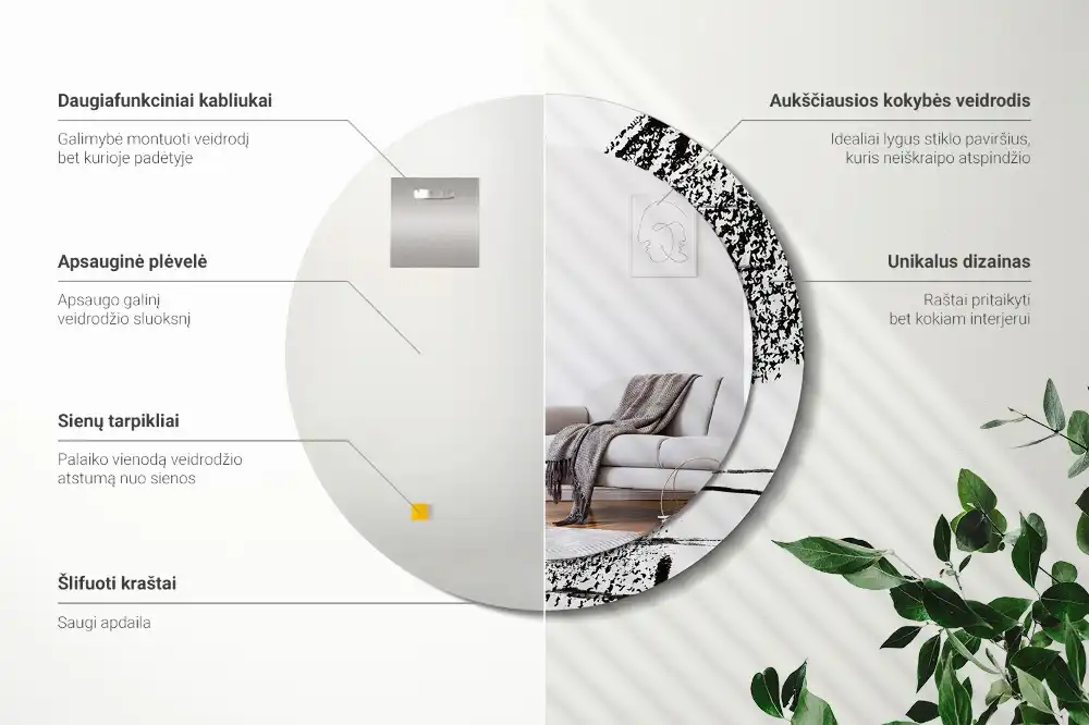 Round decorative mirror Graffiti pattern