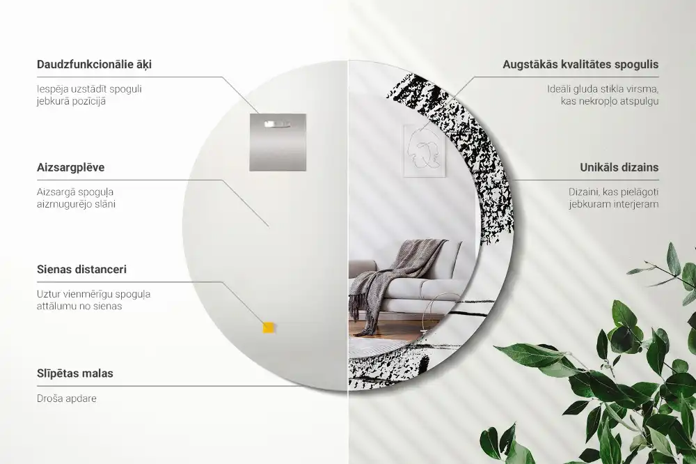 Round decorative mirror Graffiti pattern