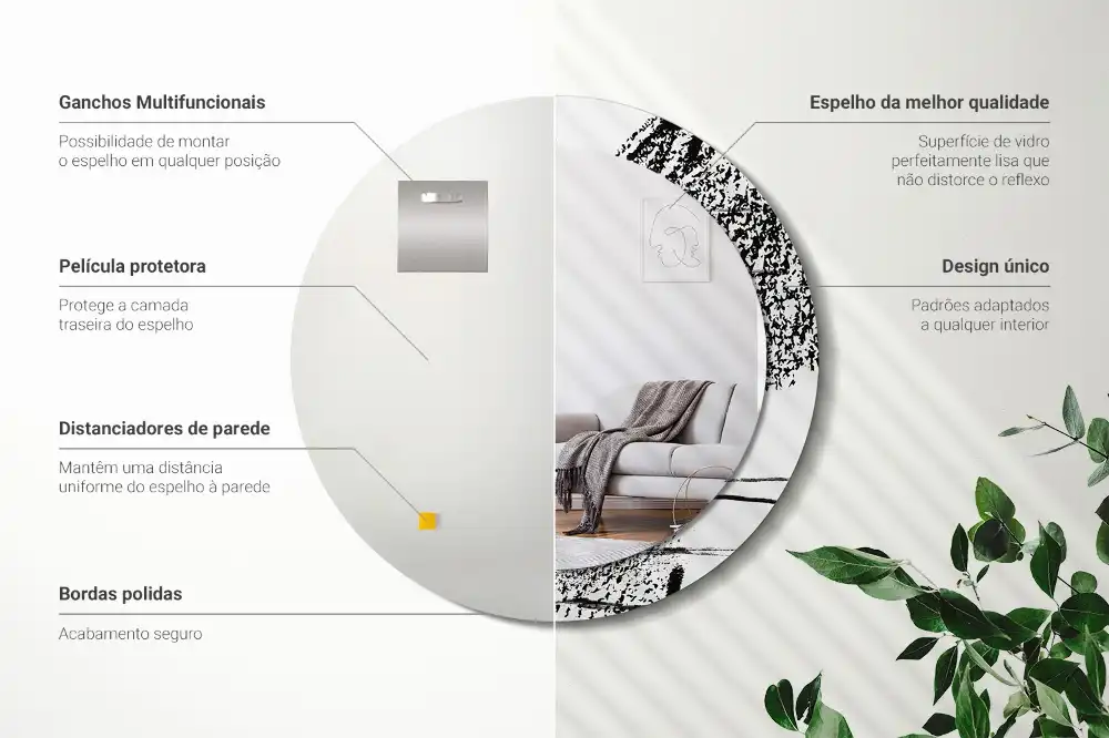 Round decorative mirror Graffiti pattern