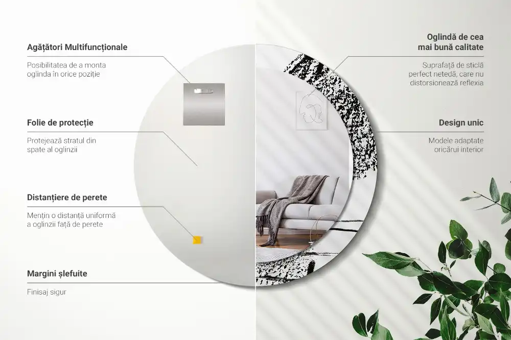 Round decorative mirror Graffiti pattern