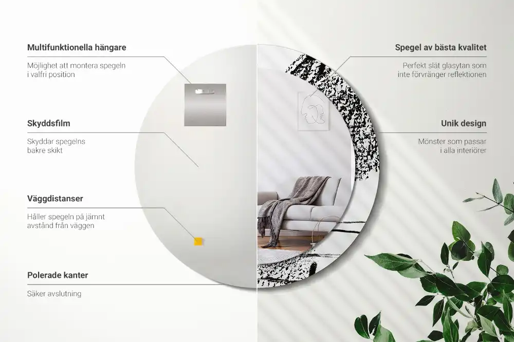 Round decorative mirror Graffiti pattern