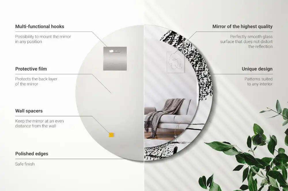 Round decorative mirror Graffiti pattern