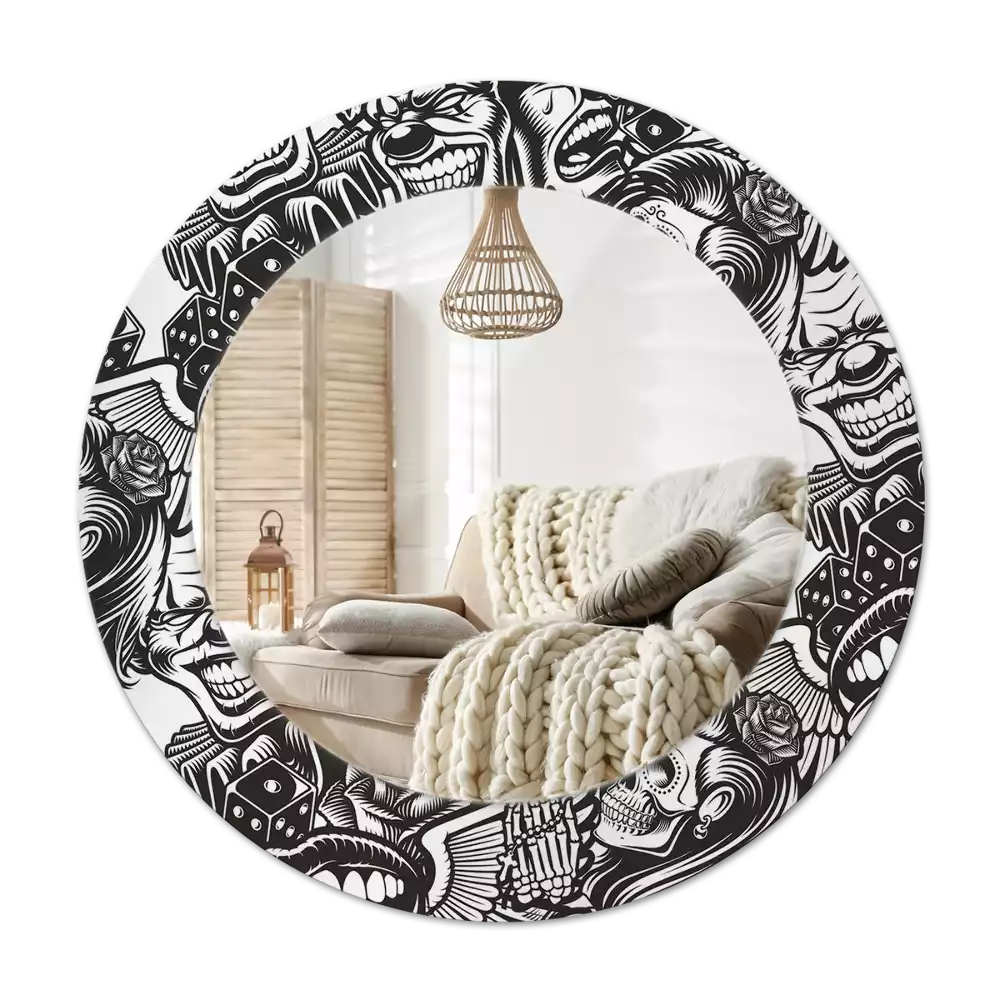 Round decorative mirror Graffiti clowns