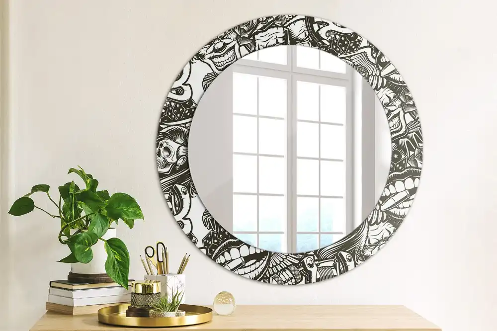 Round decorative mirror Graffiti clowns