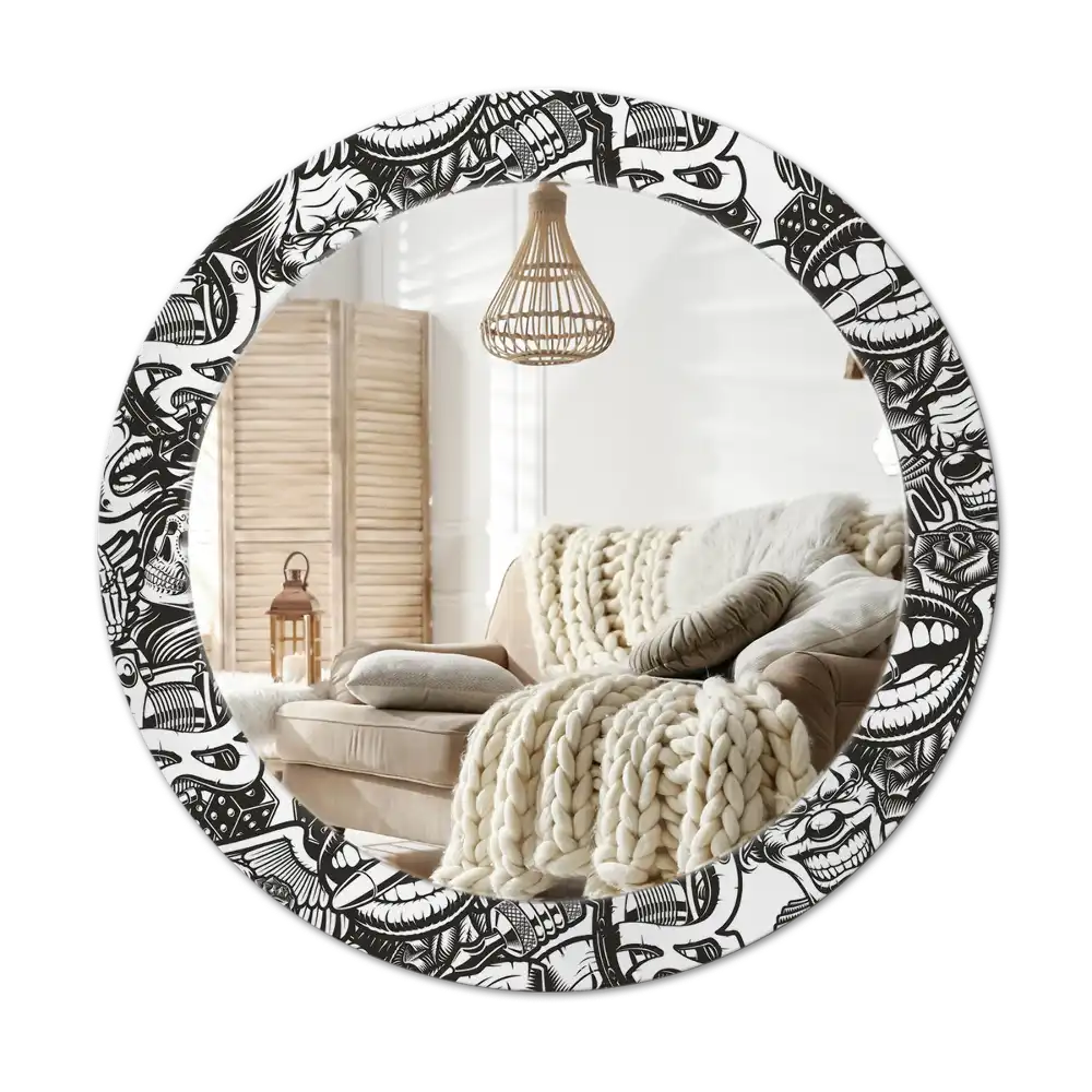 Round decorative mirror Graffiti clowns
