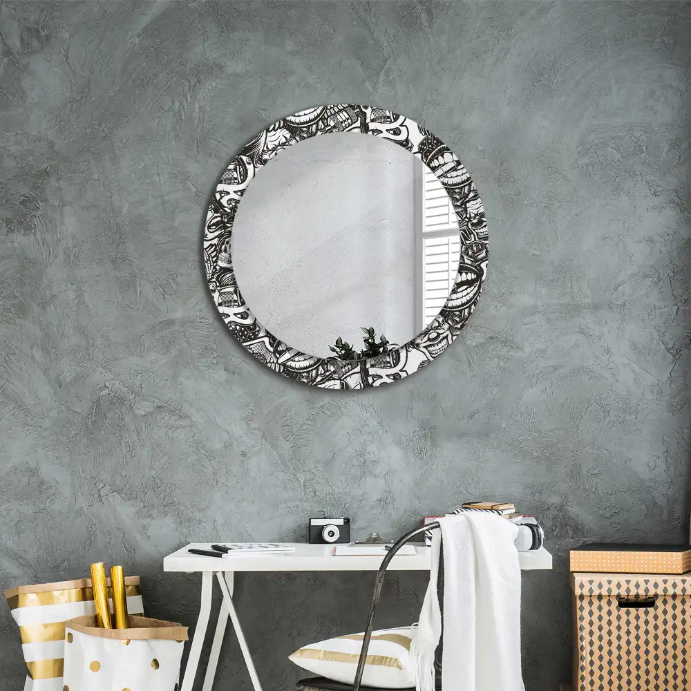 Round decorative mirror Graffiti clowns