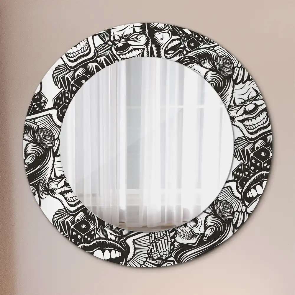 Round decorative mirror Graffiti clowns