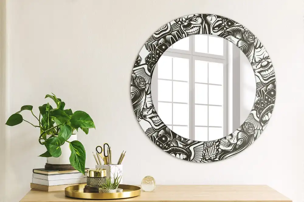 Round decorative mirror Graffiti clowns