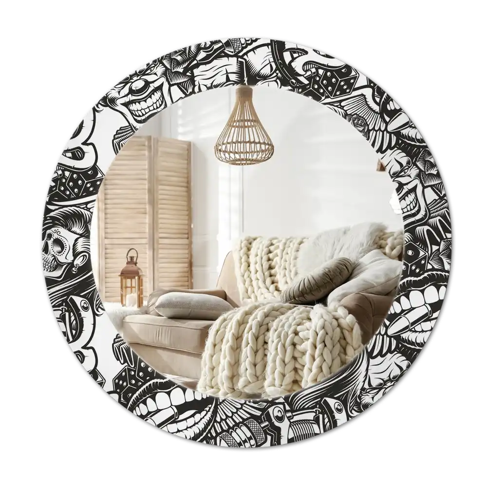 Round decorative mirror Graffiti clowns