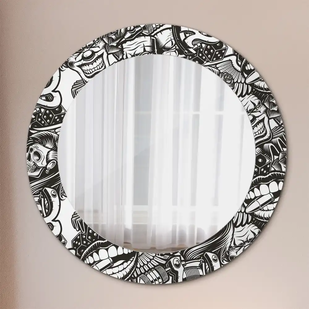 Round decorative mirror Graffiti clowns