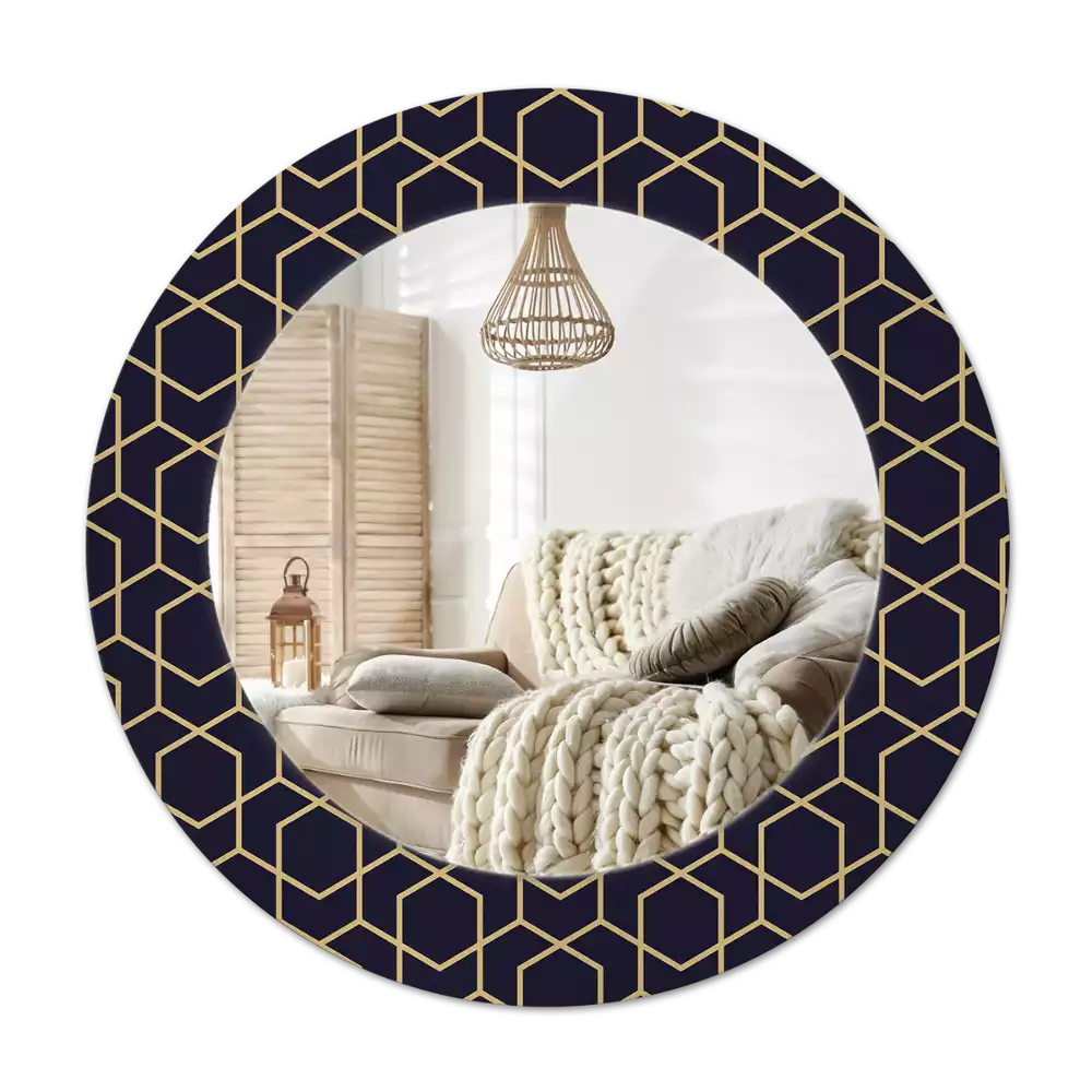 Round mirror frame with print Abstract geometric