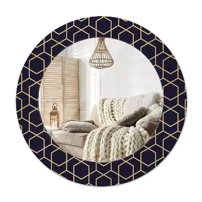 Round mirror frame with print Abstract geometric