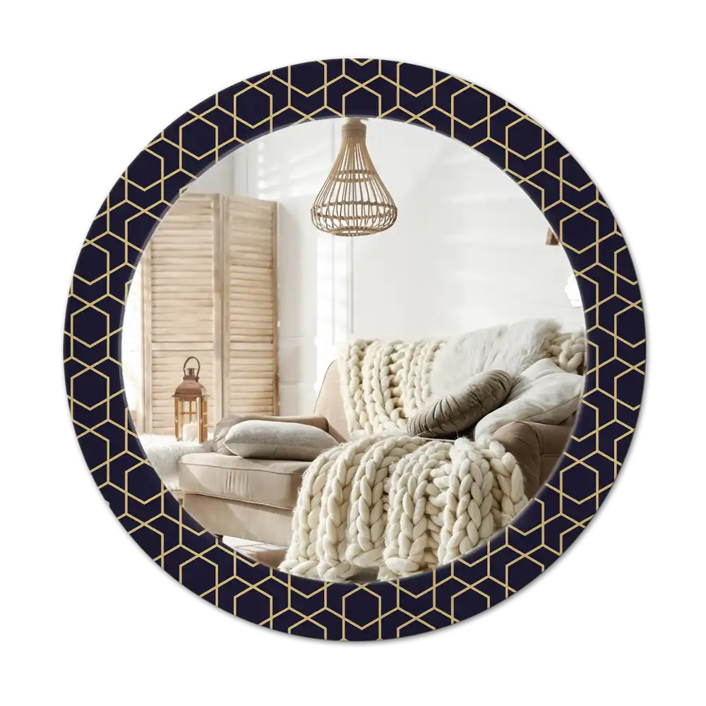 Round mirror frame with print Abstract geometric