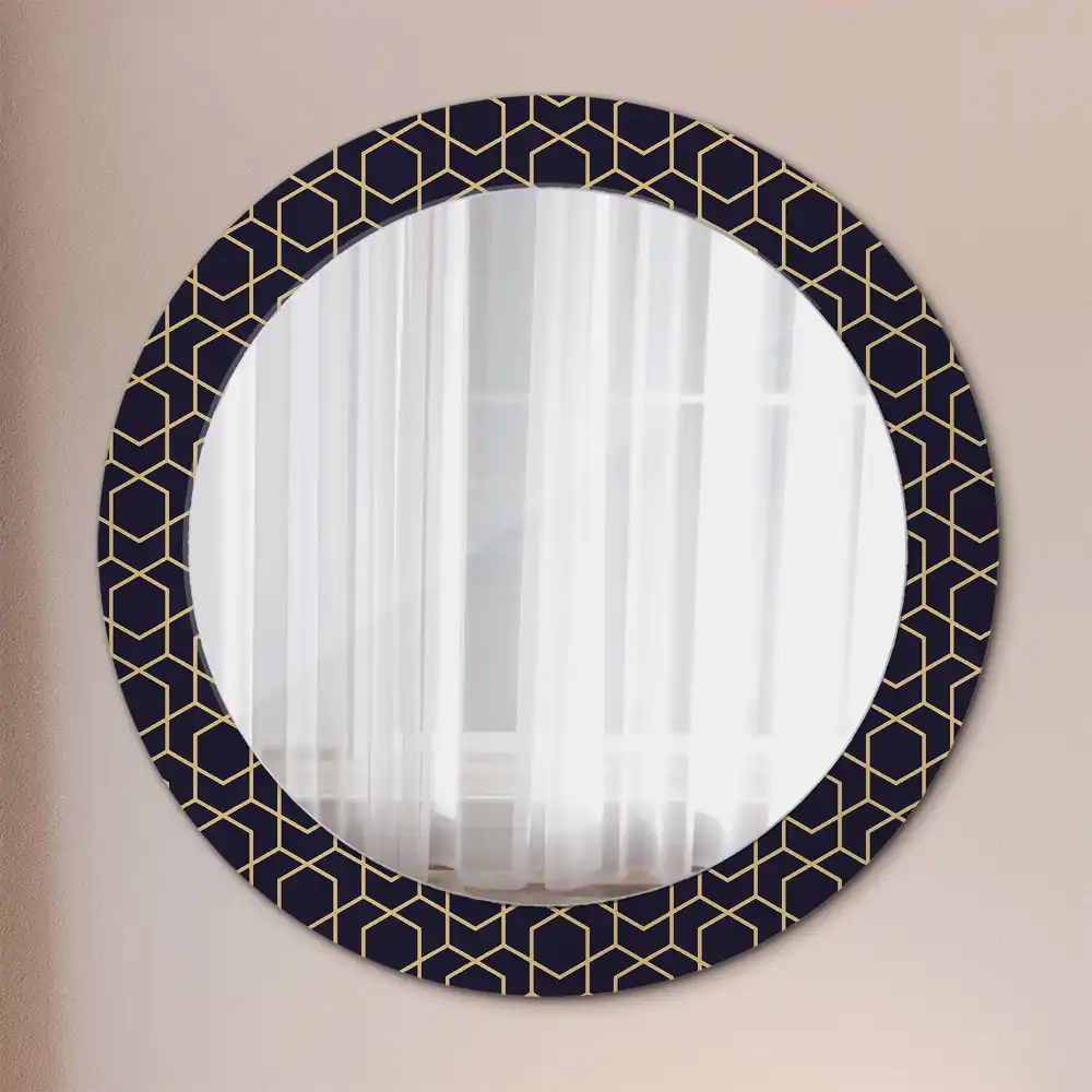 Round mirror frame with print Abstract geometric