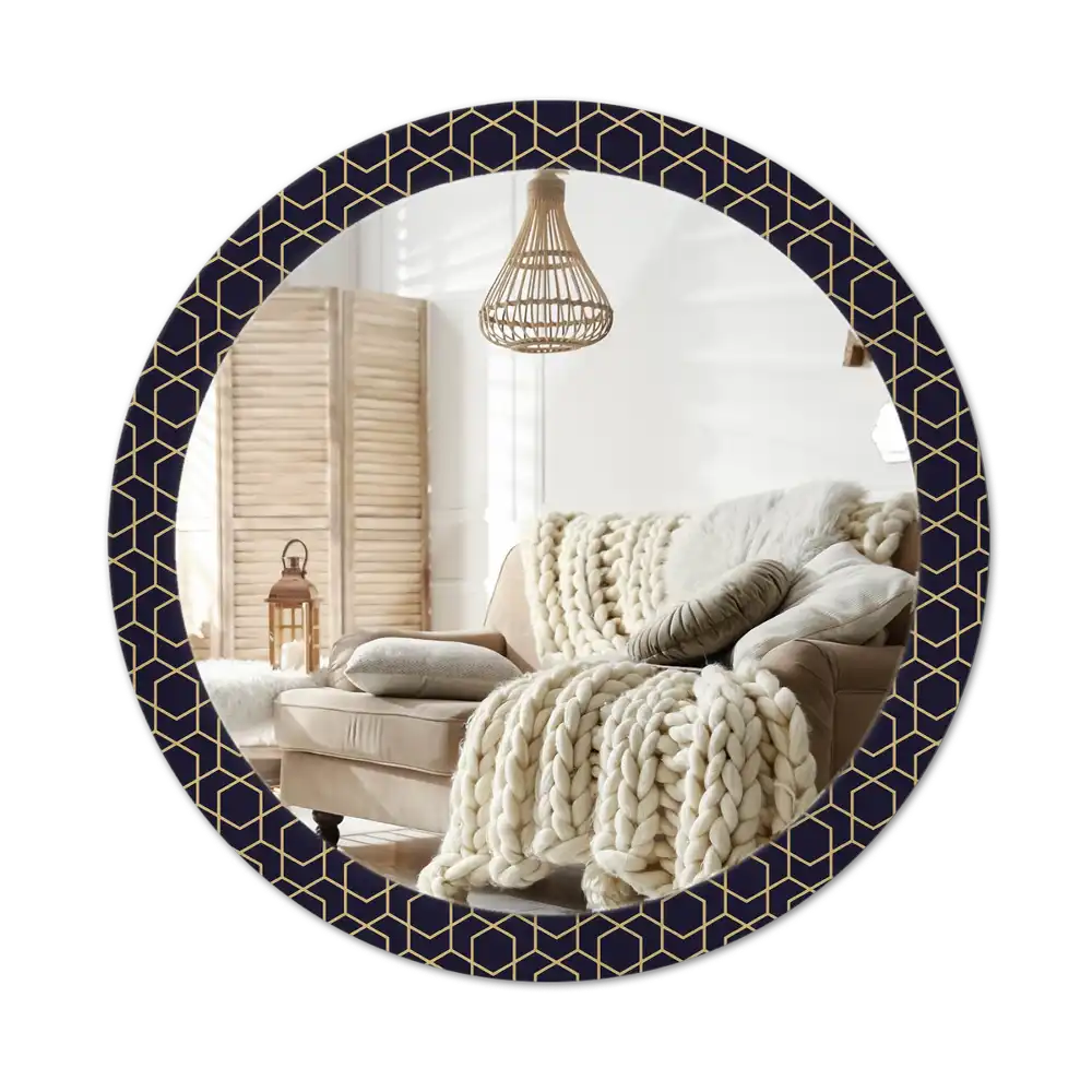 Round mirror frame with print Abstract geometric