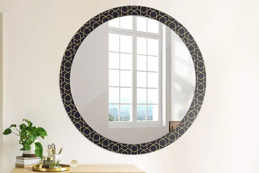 Round mirror frame with print Abstract geometric