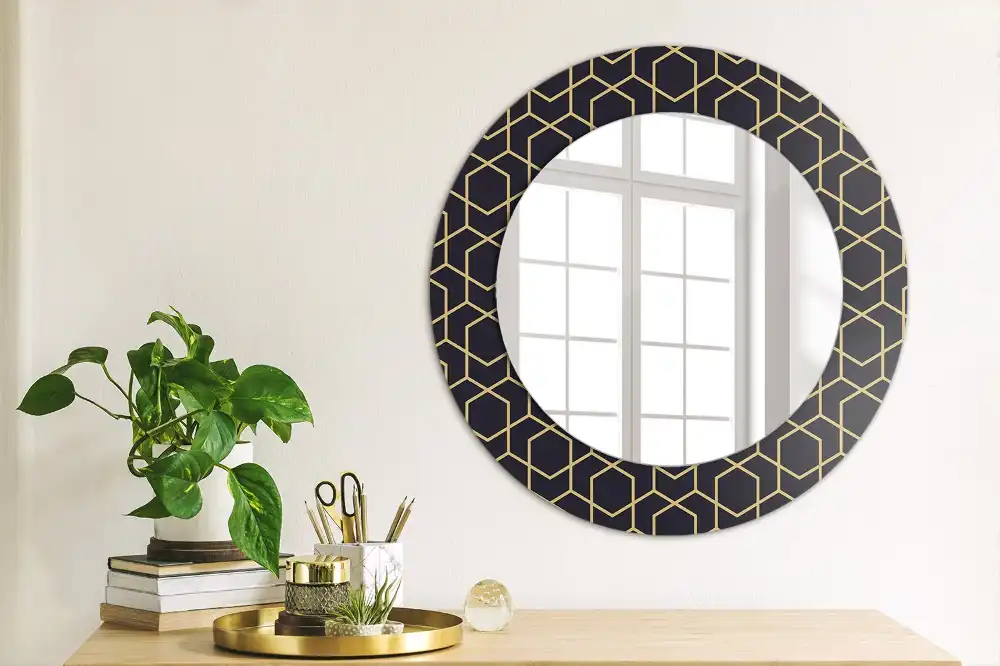 Round mirror frame with print Abstract geometric