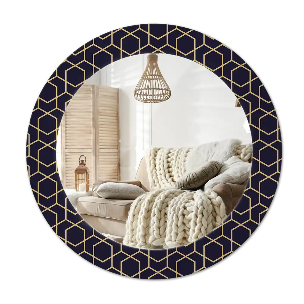 Round mirror frame with print Abstract geometric