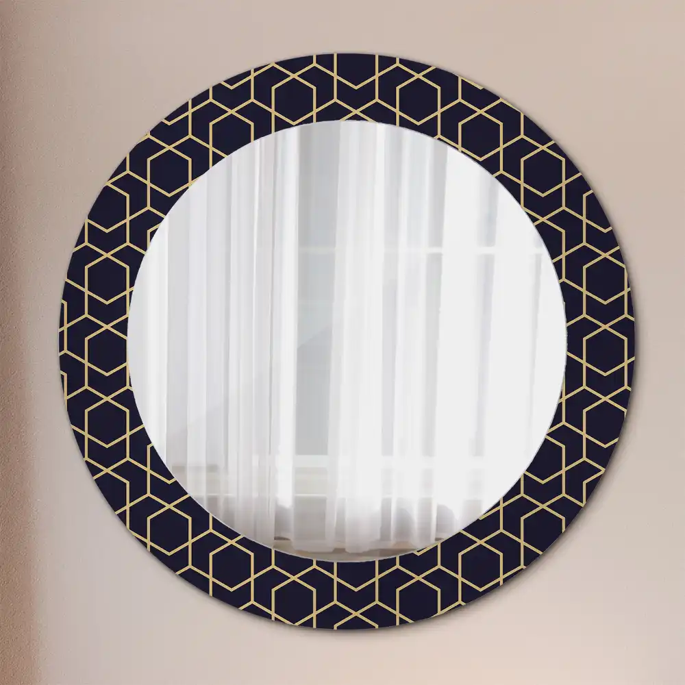 Round mirror frame with print Abstract geometric