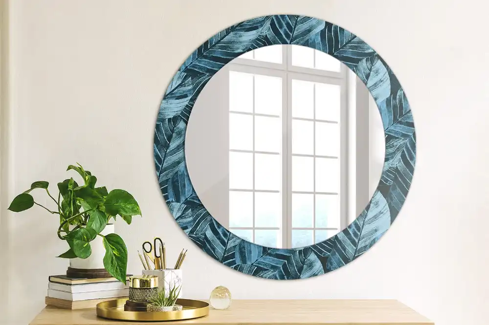 Round printed mirror Jungle leaves