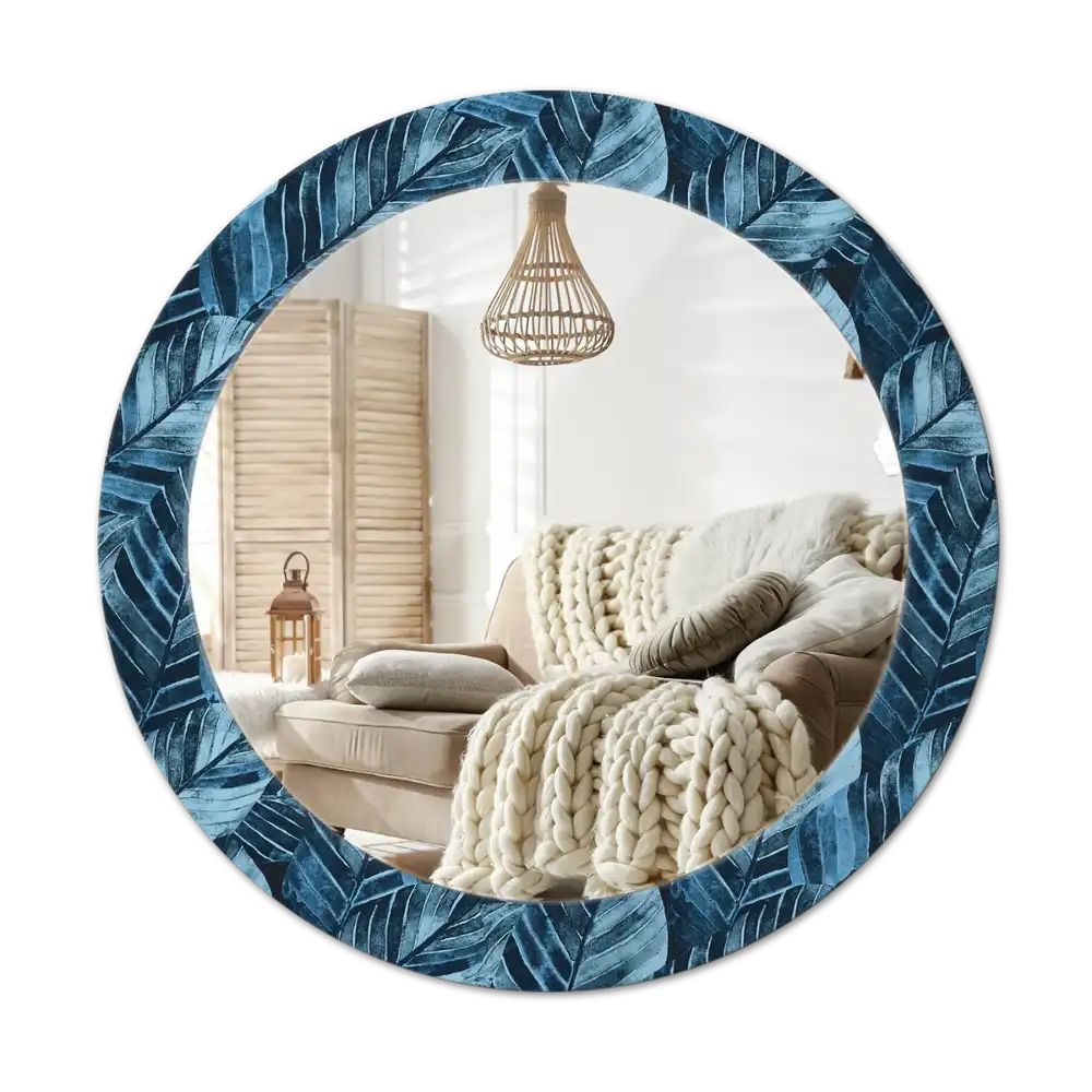 Round printed mirror Jungle leaves