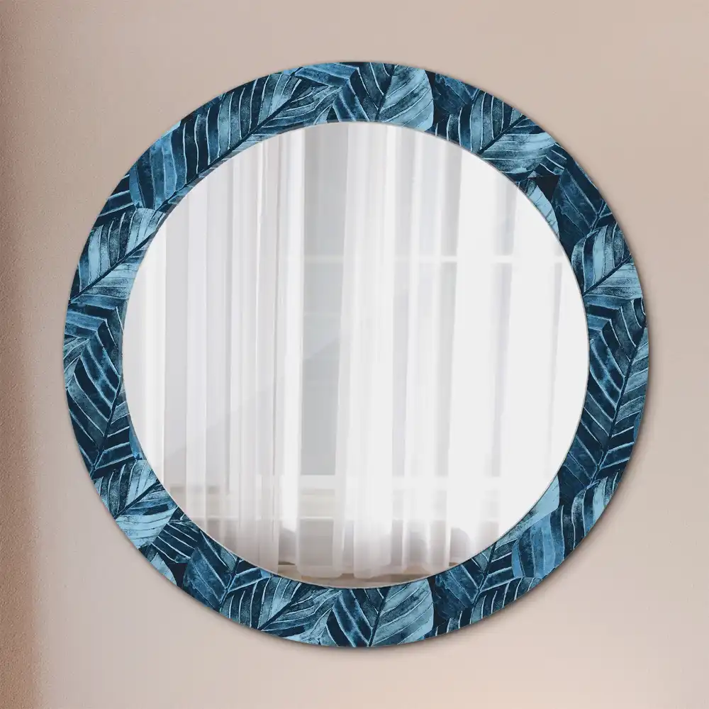Round printed mirror Jungle leaves