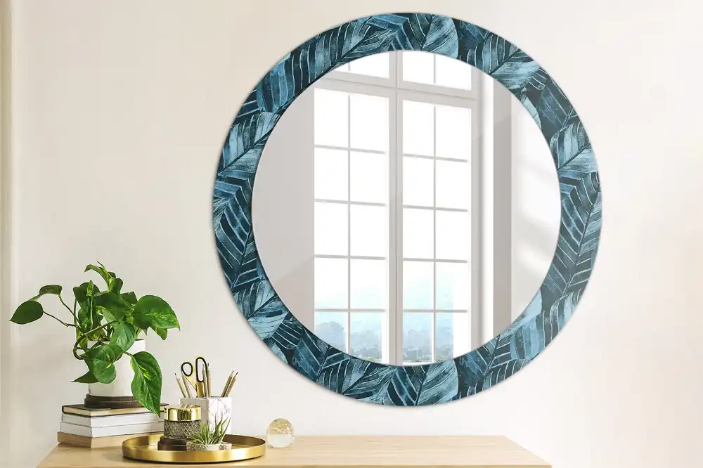 Round printed mirror Jungle leaves