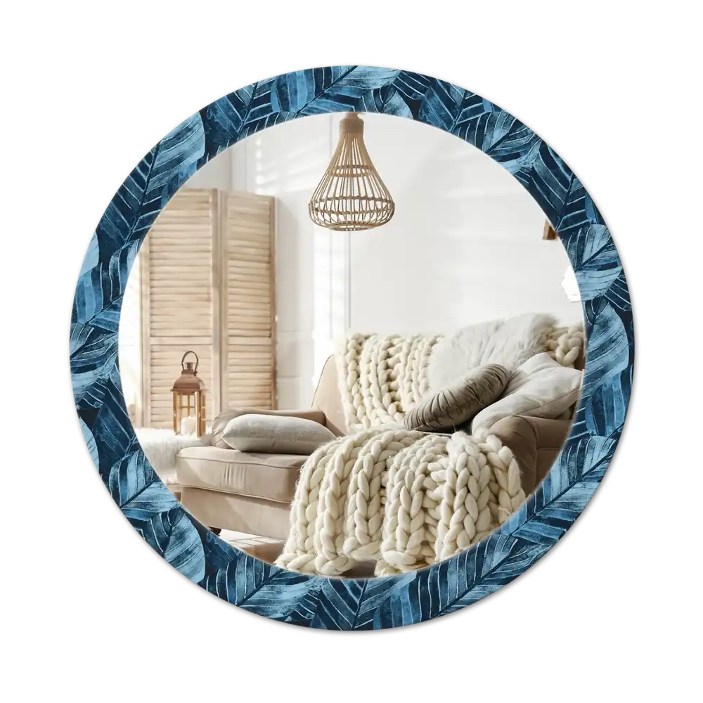 Round printed mirror Jungle leaves