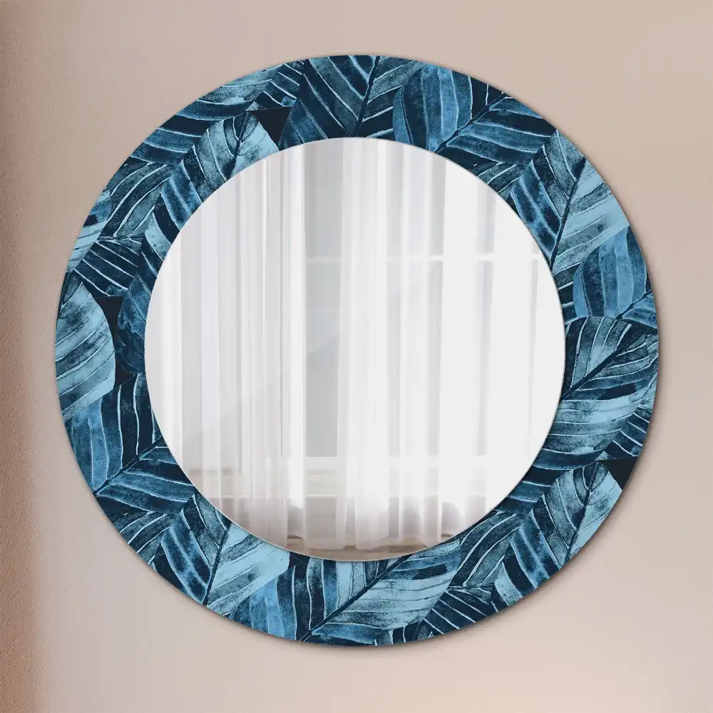 Round printed mirror Jungle leaves