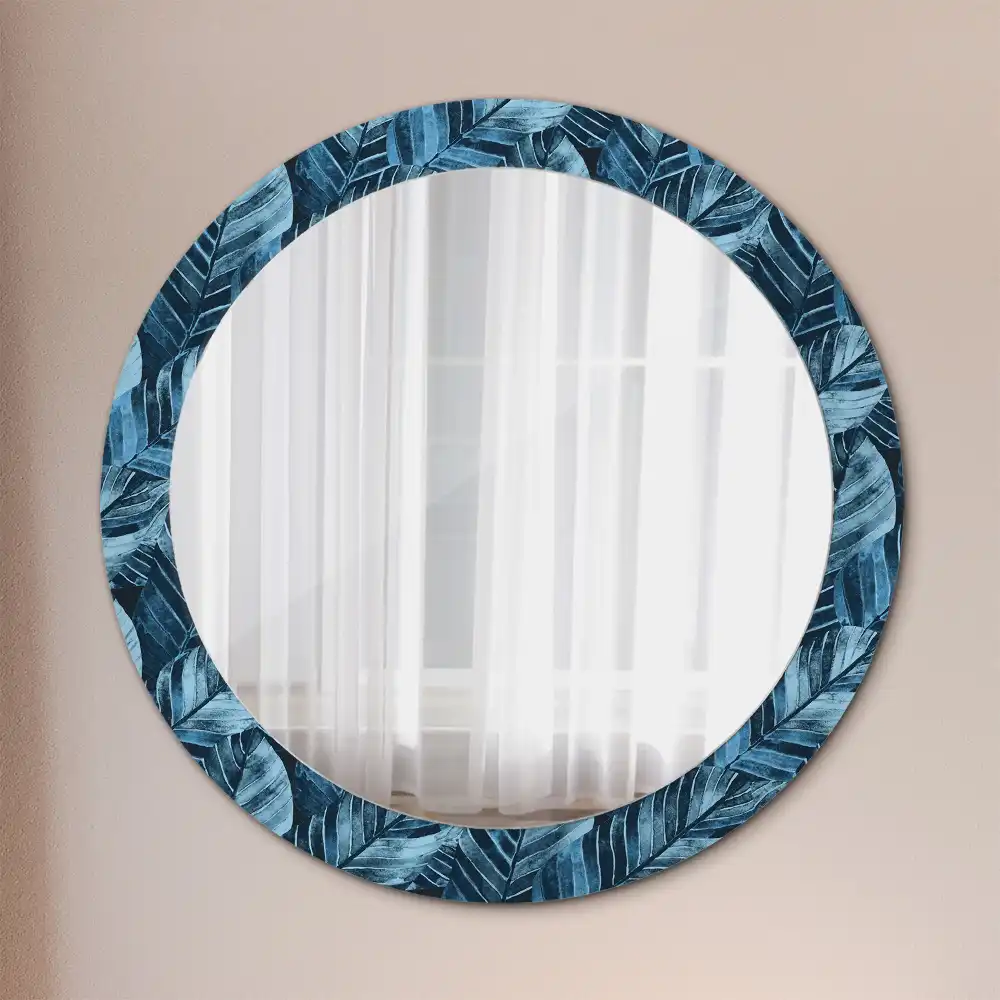 Round printed mirror Jungle leaves