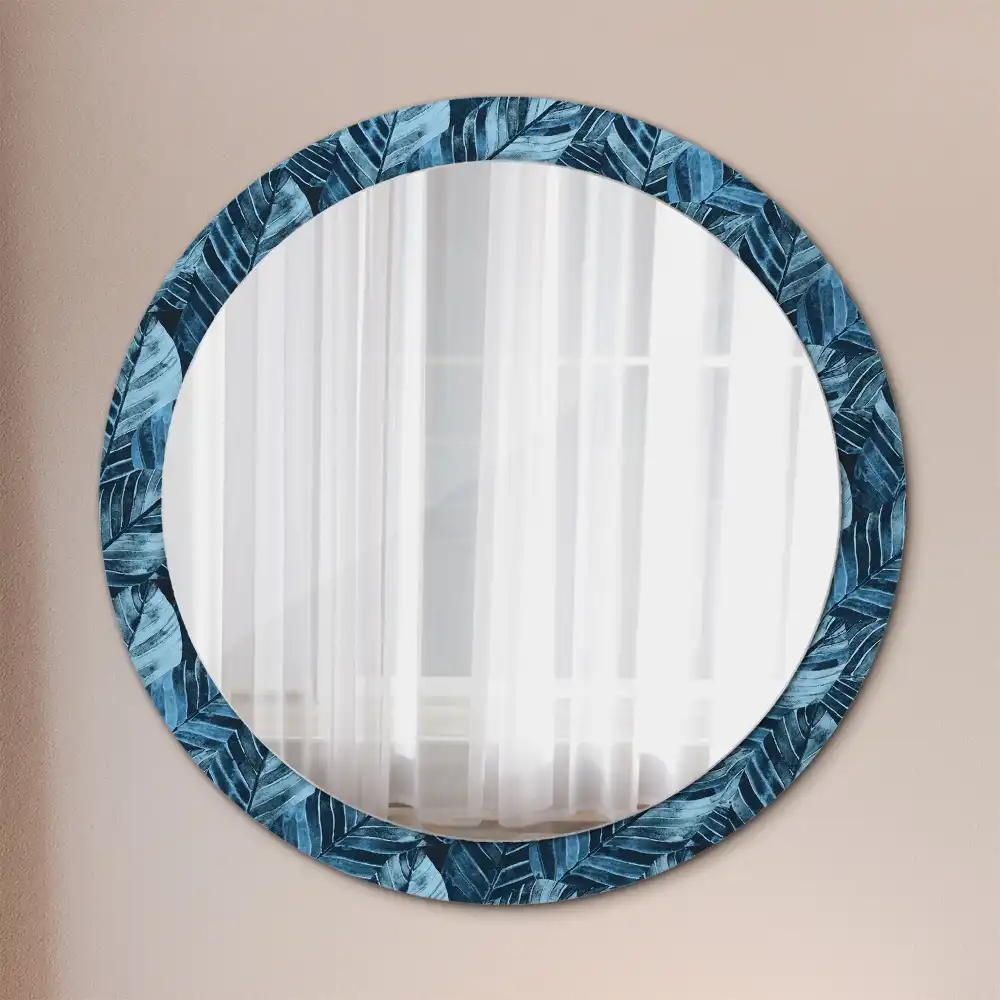 Round printed mirror Jungle leaves