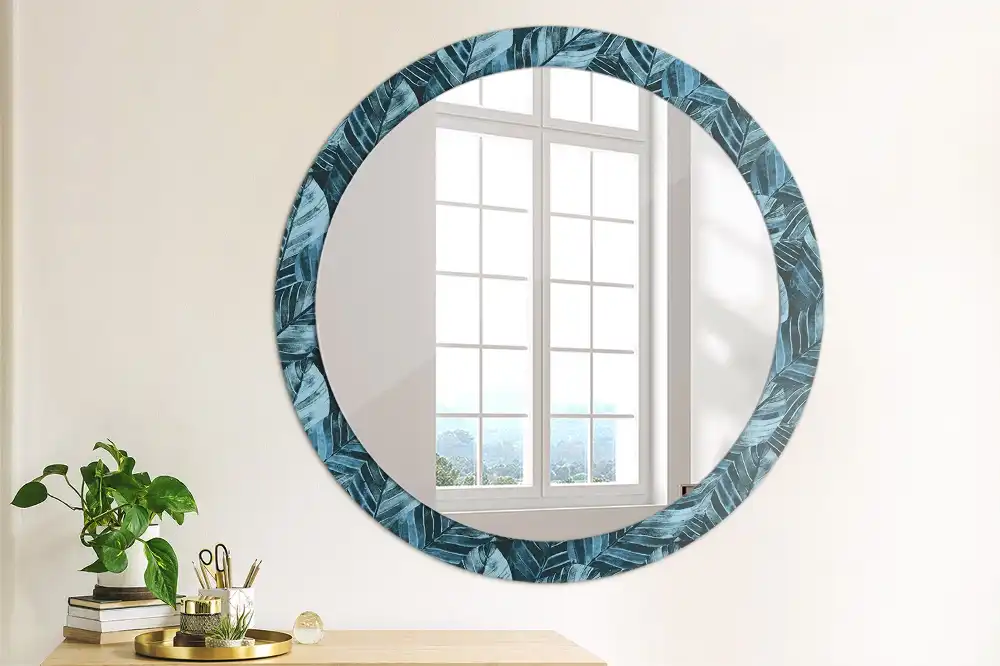 Round printed mirror Jungle leaves