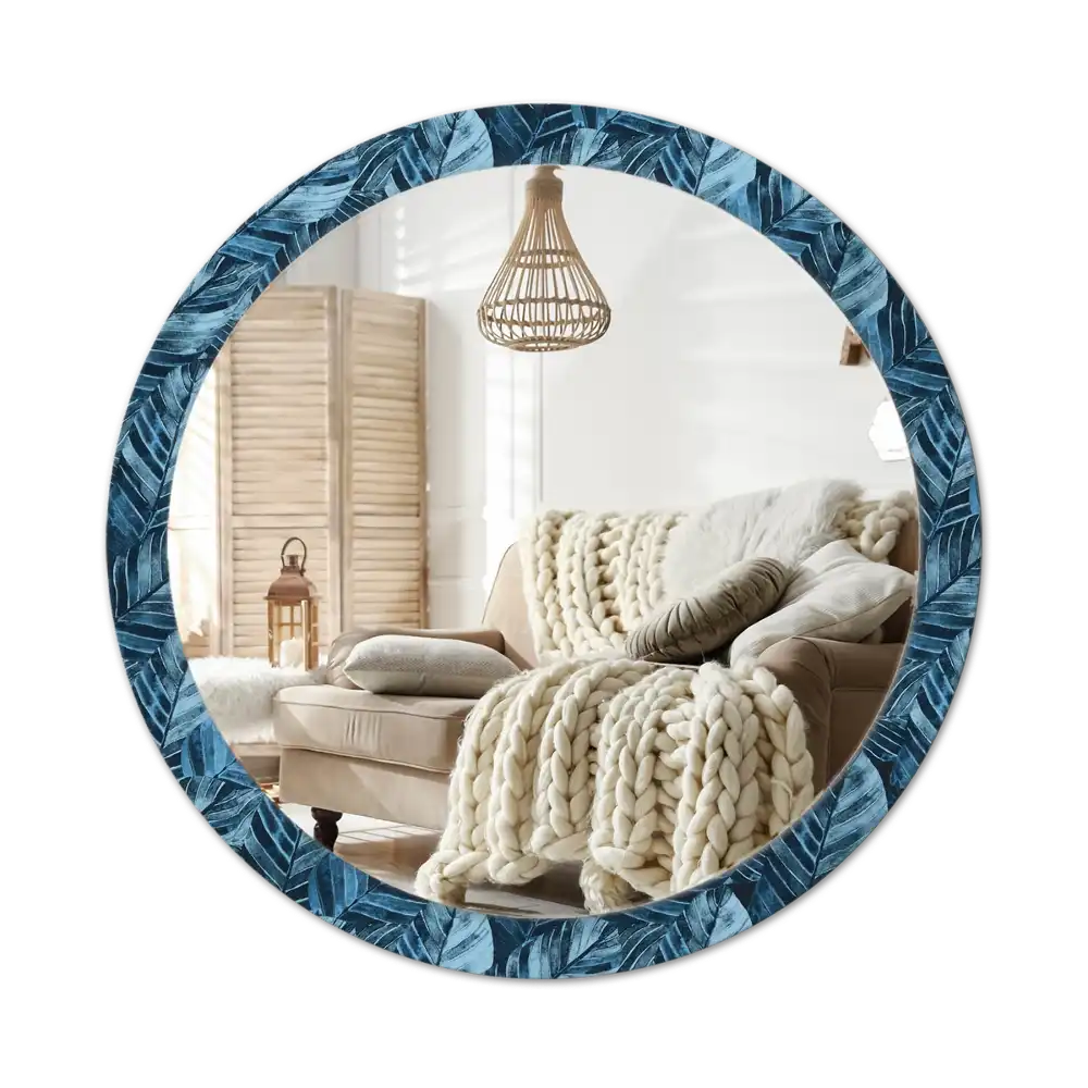 Round printed mirror Jungle leaves