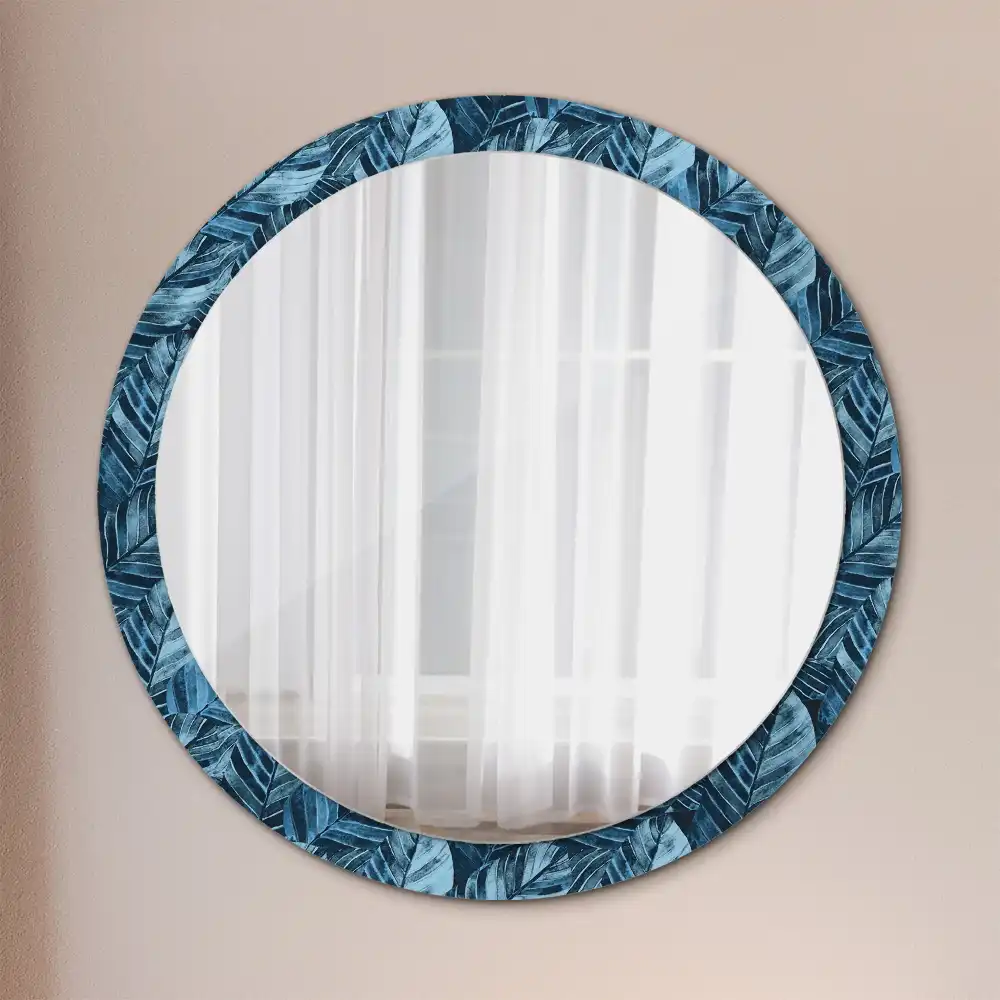 Round printed mirror Jungle leaves