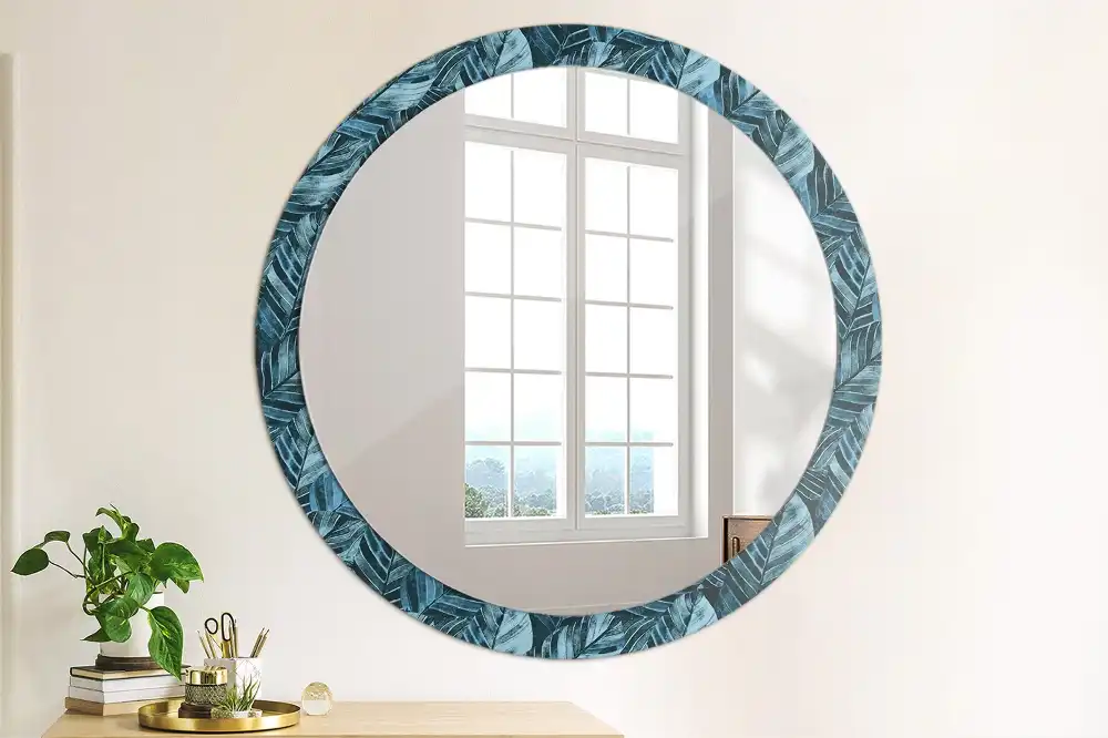 Round printed mirror Jungle leaves