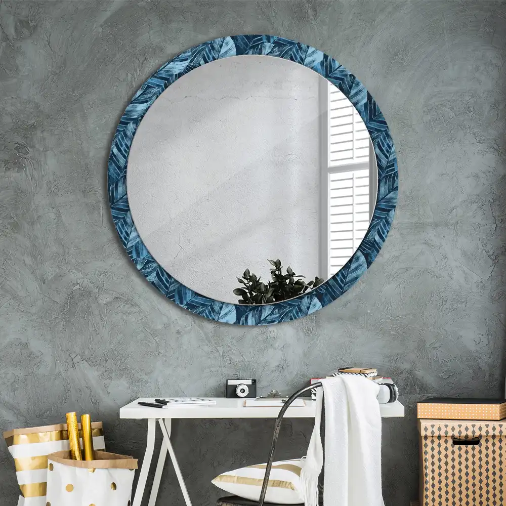 Round printed mirror Jungle leaves