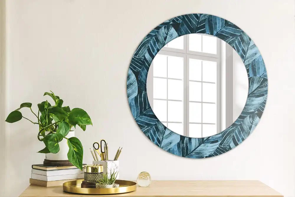 Round printed mirror Jungle leaves