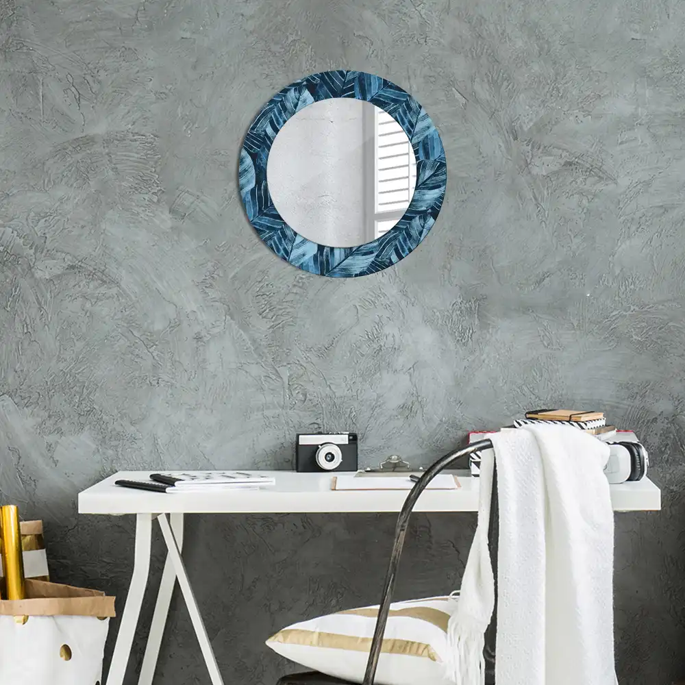 Round printed mirror Jungle leaves