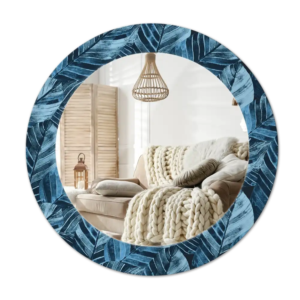 Round printed mirror Jungle leaves