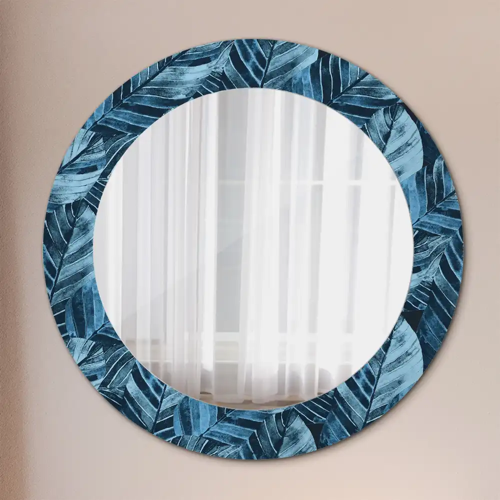 Round printed mirror Jungle leaves
