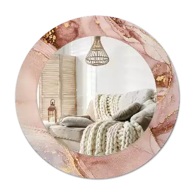 Round printed mirror Abstract fluid