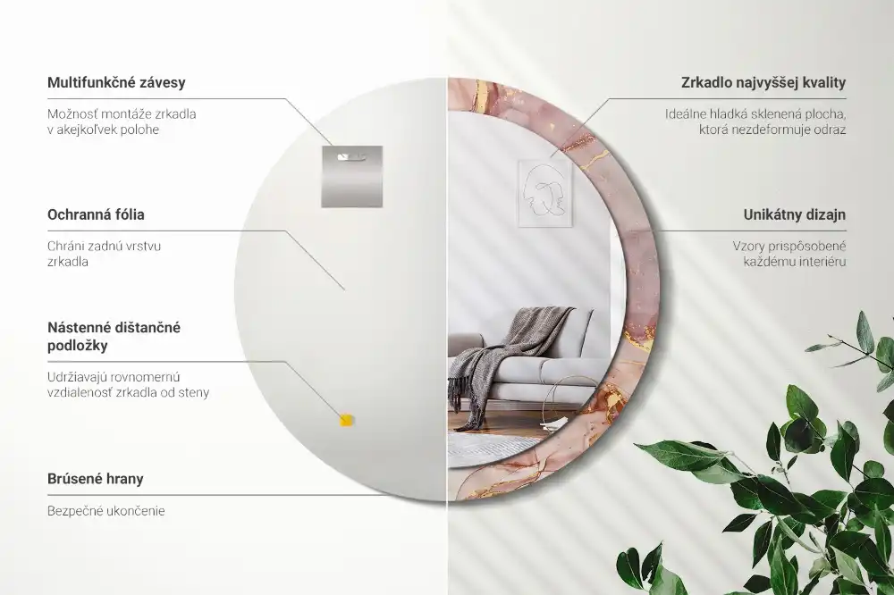 Round printed mirror Abstract fluid