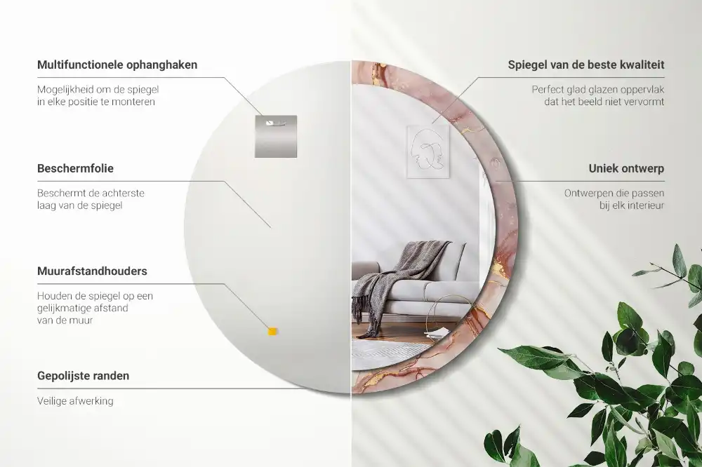 Round printed mirror Abstract fluid