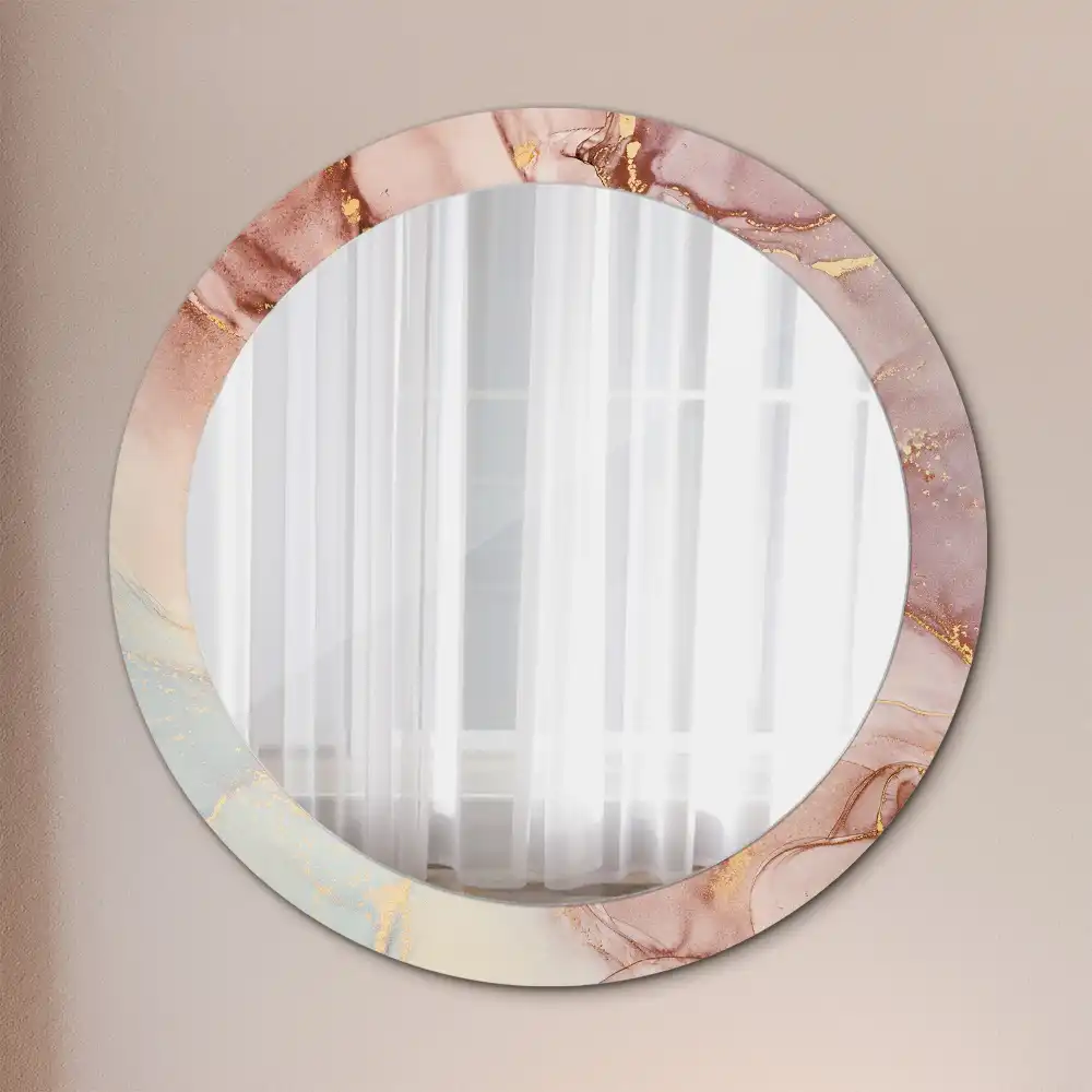 Round printed mirror Abstract fluid